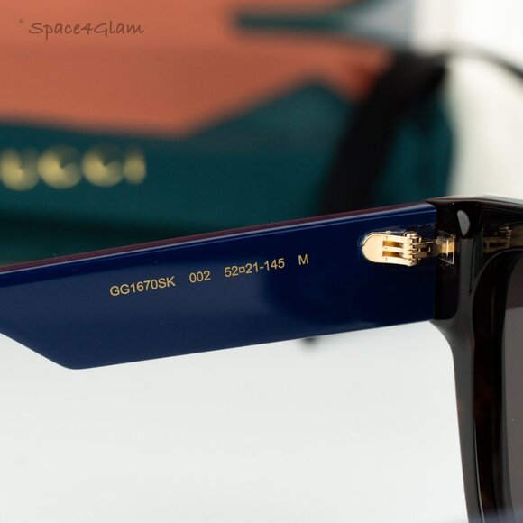 NEW Gucci GG1670SK 002 Havana Red Blue Grey Unisex Square Sunglasses GG 1670SK main image 6
